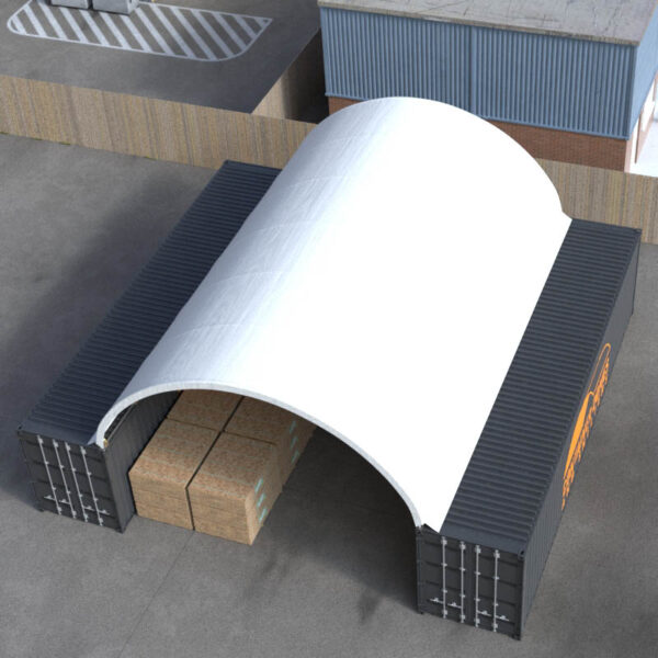 26ft x 40ft Container Dome Top Perspective View