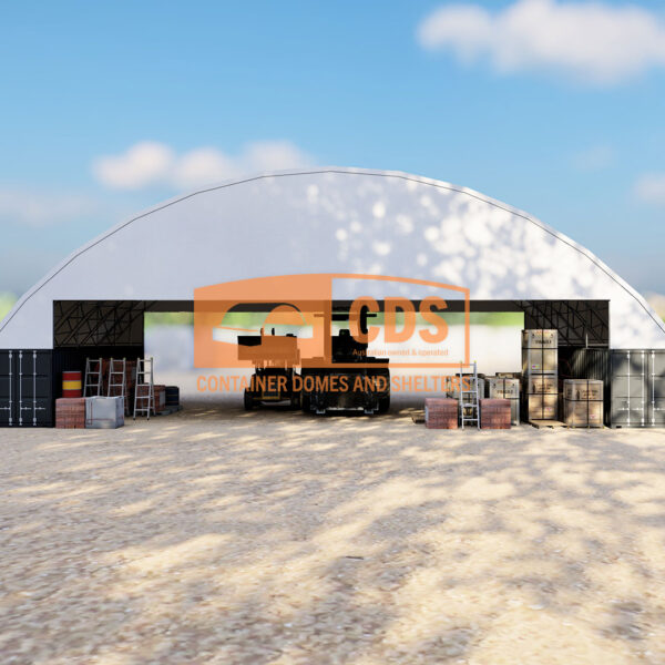 Engineer Certified 60 x 40ft Container Shelter (18 x 12m) with Half Cover both ends - Image 2