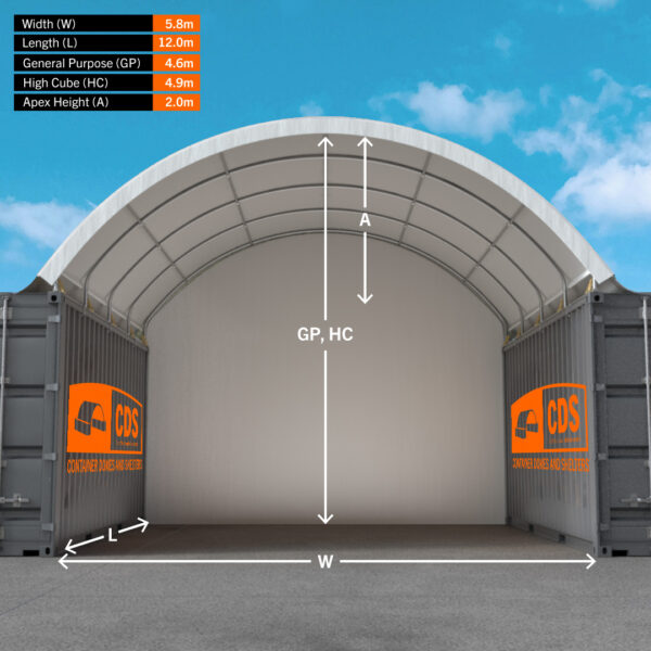 20 x 40ft Container Shelter (6 x 12m) with Back Wall - Image 4