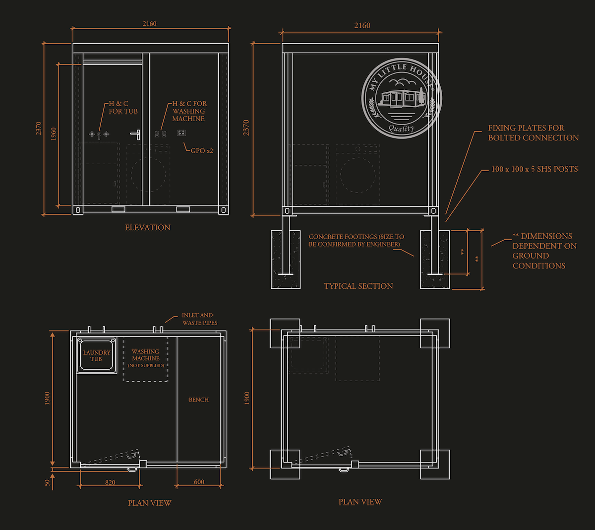 Laundry/Washroom Portable/Permanent Building Container Domes & Shelters